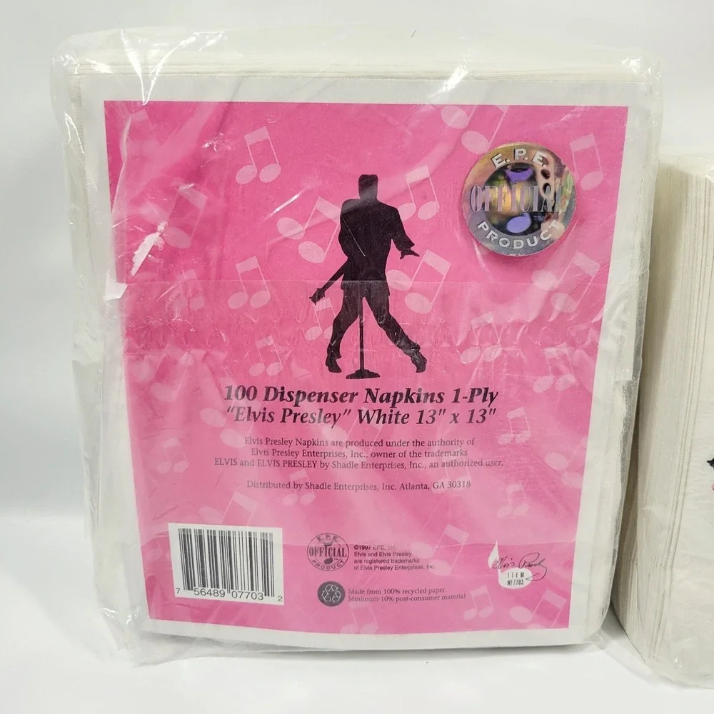 1997 Elvis Presley Dispenser Size Napkins 200 NOS Sealed 13x13